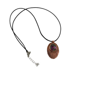 Green Rose Agate Fan Copper Pendant Necklace| Handmade Jewelry | Llandere Jewelry - Llandere Jewelry