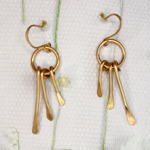 Hammered Copper Drop Earrings - Rustic Boho Jewelry Handcrafted - Llandere Jewelry