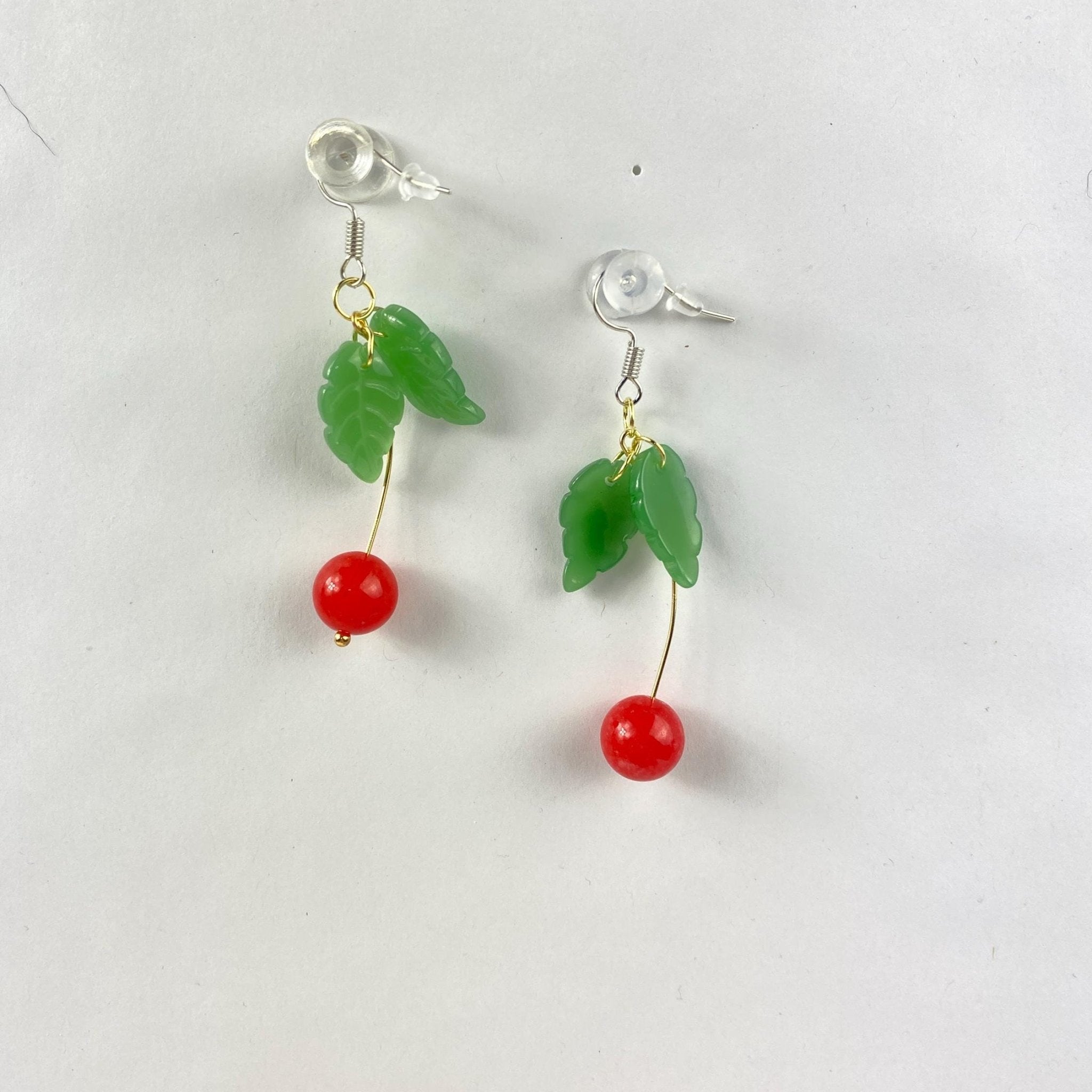 Handmade Cherry Drop Earrings: Whimsical Nature Jewelry - Llandere Jewelry