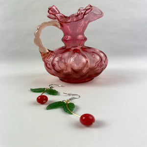 Handmade Cherry Drop Earrings: Whimsical Nature Jewelry - Llandere Jewelry
