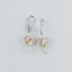 Heart drop lampwork glass bead earrings - Llandere Jewelry