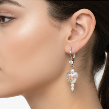 Heart drop lampwork glass bead earrings - Llandere Jewelry