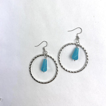 Hoop Earrings Blue Glass Bead Handmade Jewelry for Women| Handmade | Llandere Jewelry - Llandere Jewelry