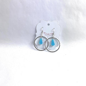 Hoop Earrings Blue Glass Bead Handmade Jewelry for Women| Handmade | Llandere Jewelry - Llandere Jewelry