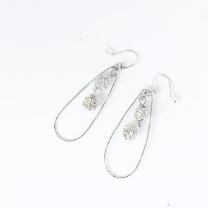 Hoop earrings Rhinestone Sterling Silver - Llandere Jewelry