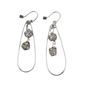 Hoop earrings Rhinestone Sterling Silver - Llandere Jewelry