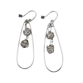 Hoop earrings Rhinestone Sterling Silver - Llandere Jewelry