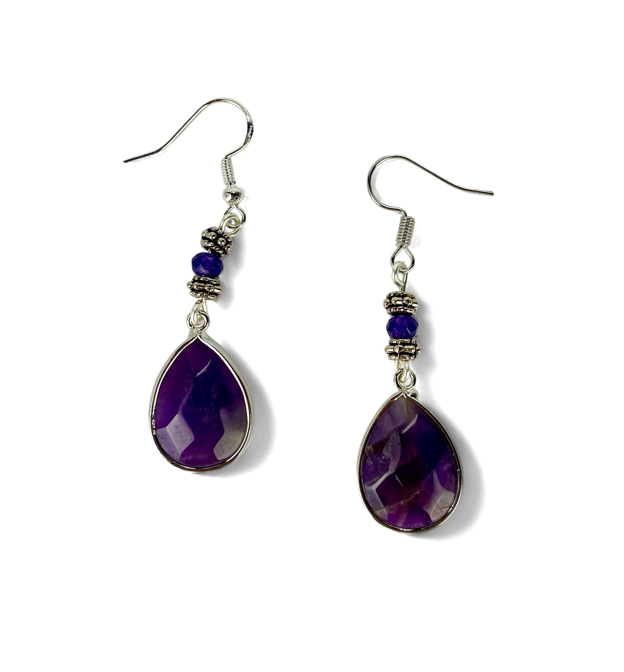 Amethyst Drop Earrings: Bohemian Dangle Jewelry