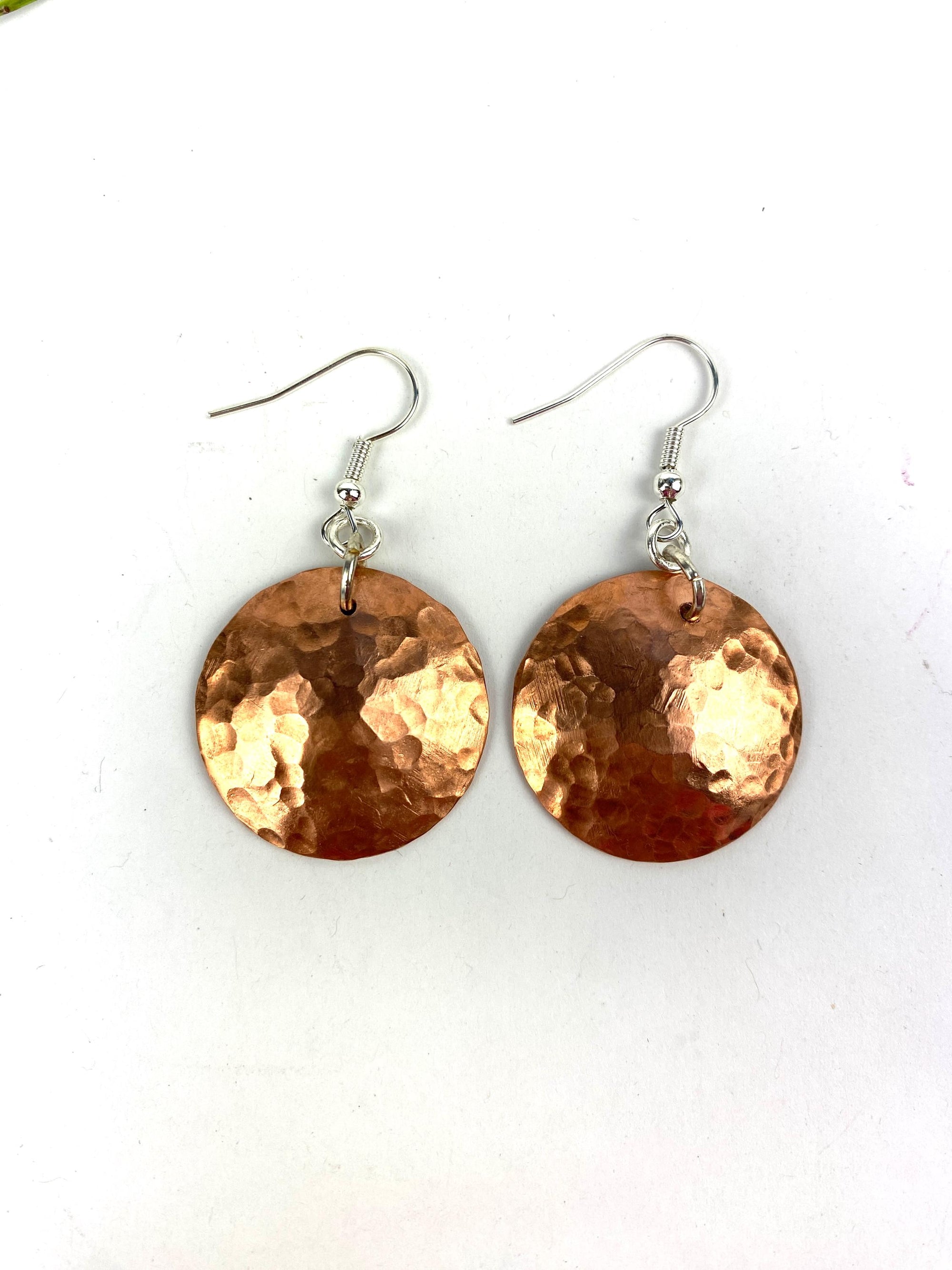 Copper Disk Drop Earrings