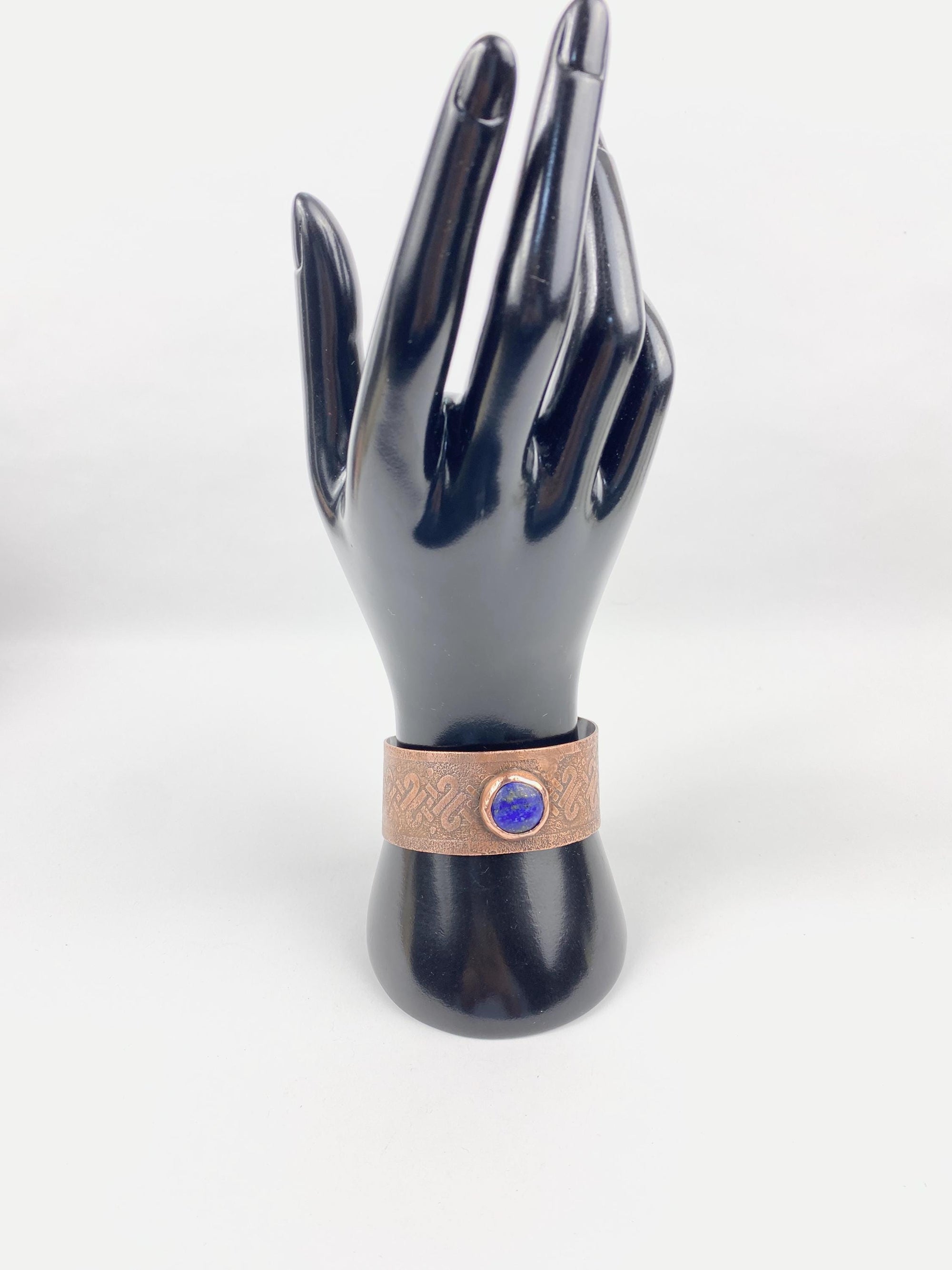 Copper Cuff Bracelet with Blue Agate