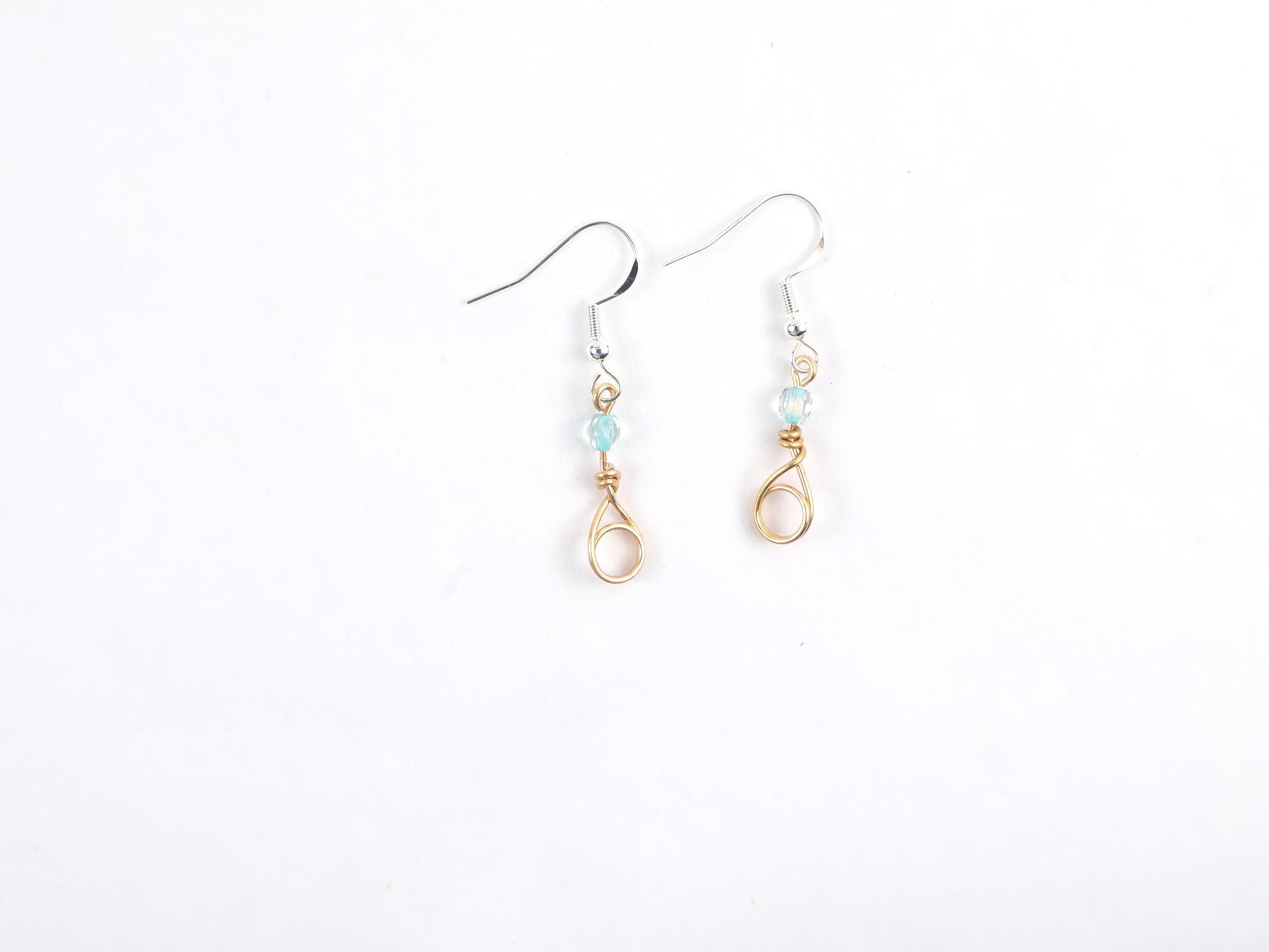 Blue Bead Drop Earrings with Sterling Silver Hooks, Copper,Czech | Llandere Jewelry