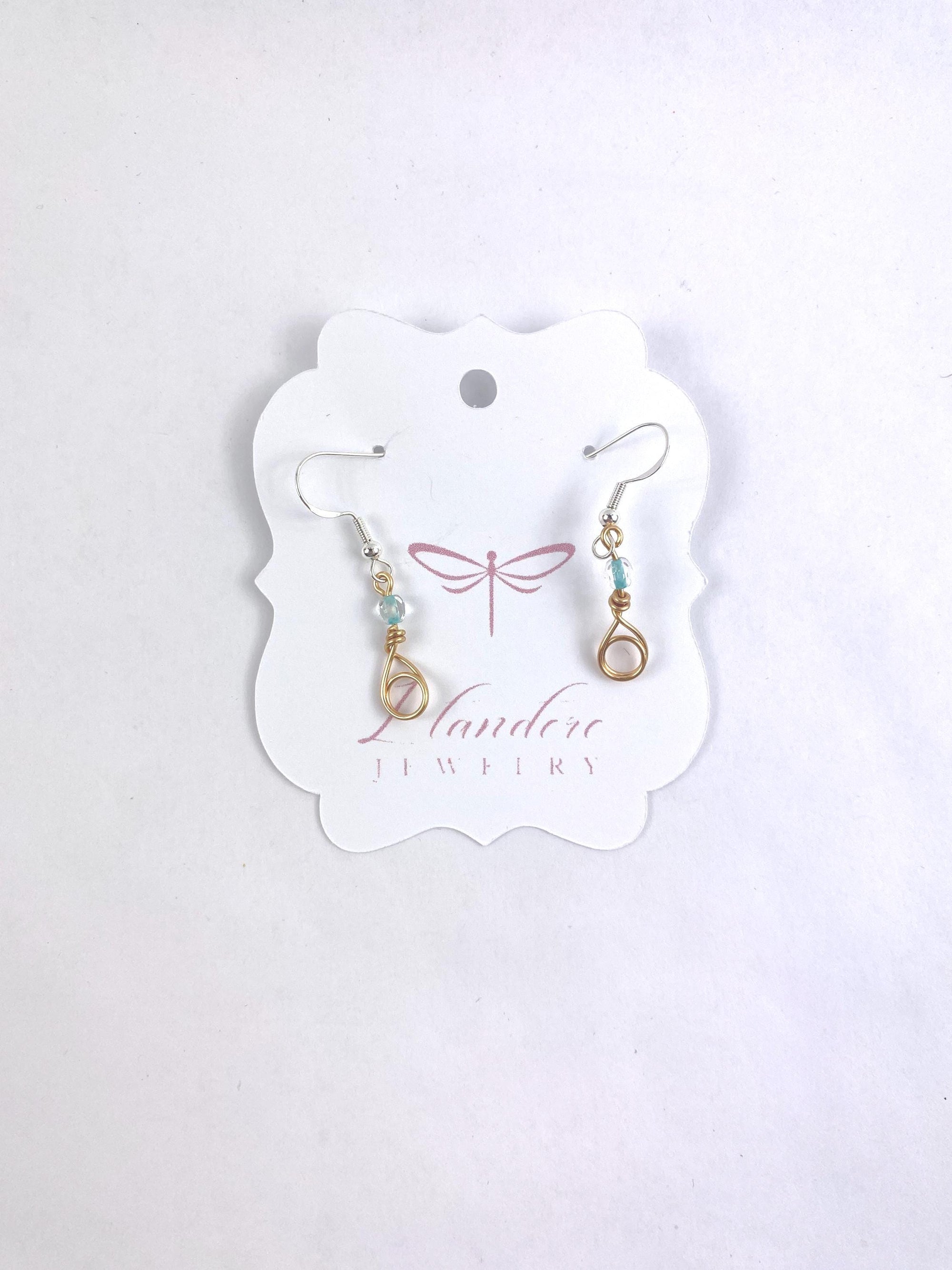 Blue Bead Drop Earrings with Sterling Silver Hooks, Copper,Czech | Llandere Jewelry