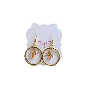 Topaz Crystal Bead Hoop Earrings: Gold Dangle Jewelry