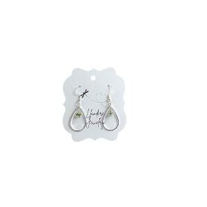 Lily of the Valley Earrings flower: Silver Drop with Green Crystal