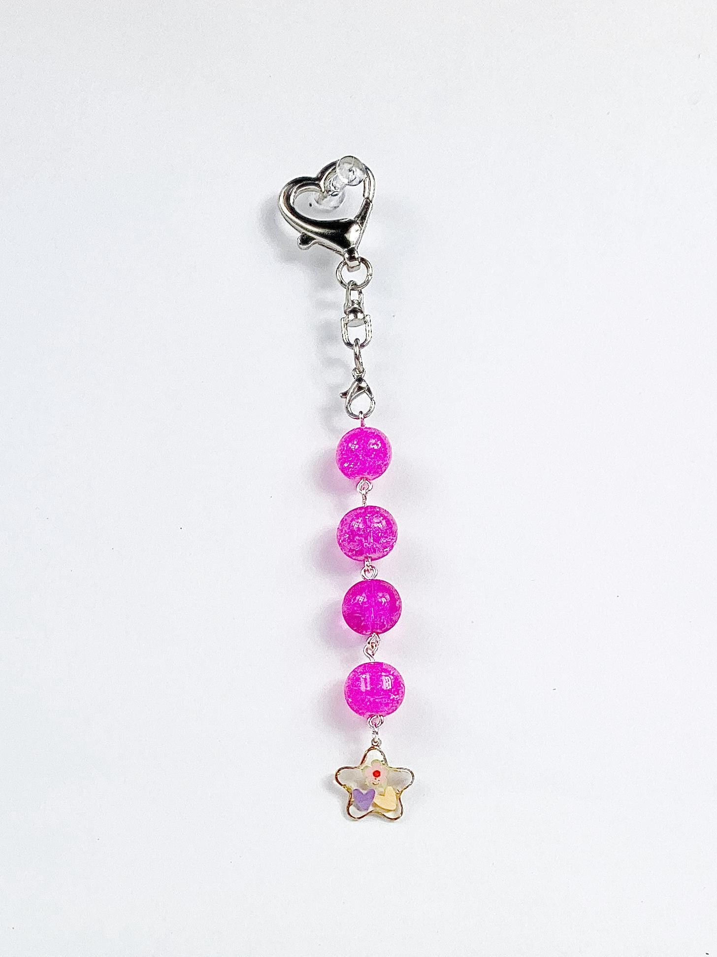 Pink beaded star purse charm