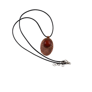 Jasper agate copper fan pendant necklace| Handmade | Llandere Jewelry - Llandere Jewelry