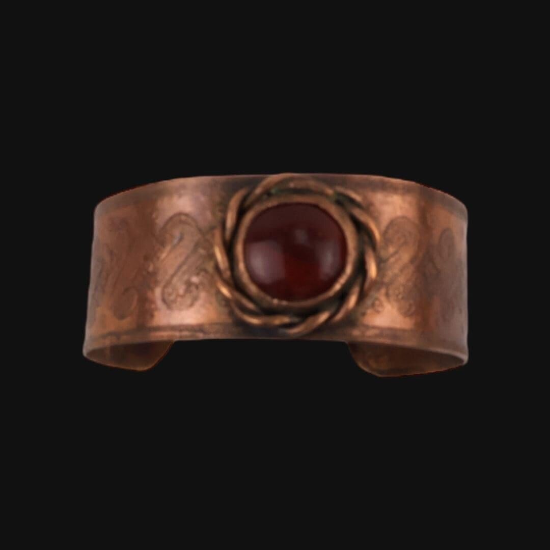Jasper Etched Copper Cuff Bracelet | Handmade | Llandere Jewelry - Llandere Jewelry