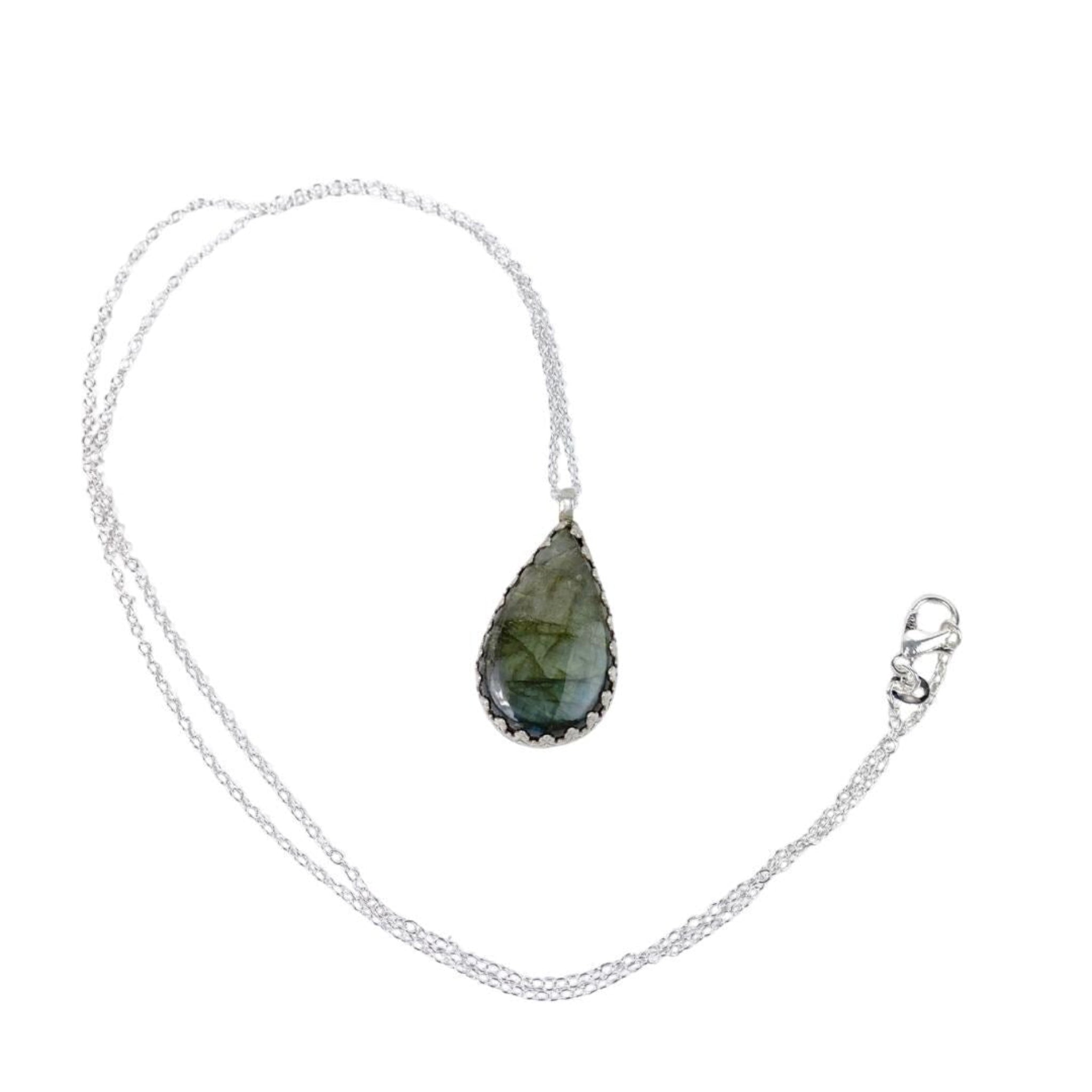 Labradorite Teardrop Pendant Necklace – Elegance in Every Glow| Handmade | Llandere Jewelry - Llandere Jewelry