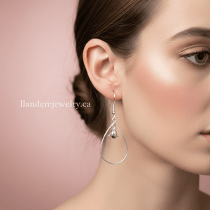 Lily of the Valley Earrings flower: Silver Drop with Green Crystal - Llandere Jewelry