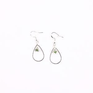 Lily of the Valley Earrings flower: Silver Drop with Green Crystal| Handmade | Llandere Jewelry - Llandere Jewelry