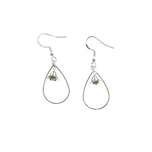 Lily of the Valley Earrings flower: Silver Drop with Green Crystal| Handmade | Llandere Jewelry - Llandere Jewelry