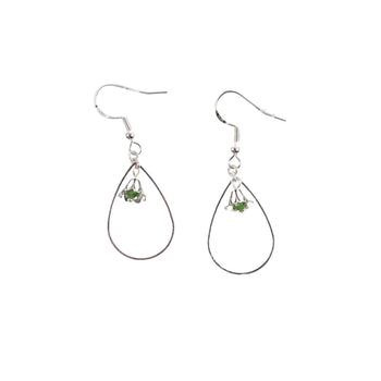 Lily of the Valley Earrings flower: Silver Drop with Green Crystal| Handmade | Llandere Jewelry - Llandere Jewelry