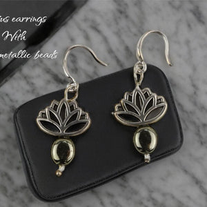 Lotus drop earrings - Llandere Jewelry