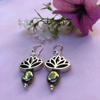 Lotus drop earrings - Llandere Jewelry