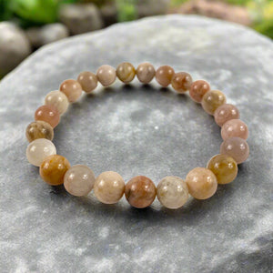 Moonstone Beaded Bracelet - Handcrafted Gemstone Jewelry - Llandere Jewelry