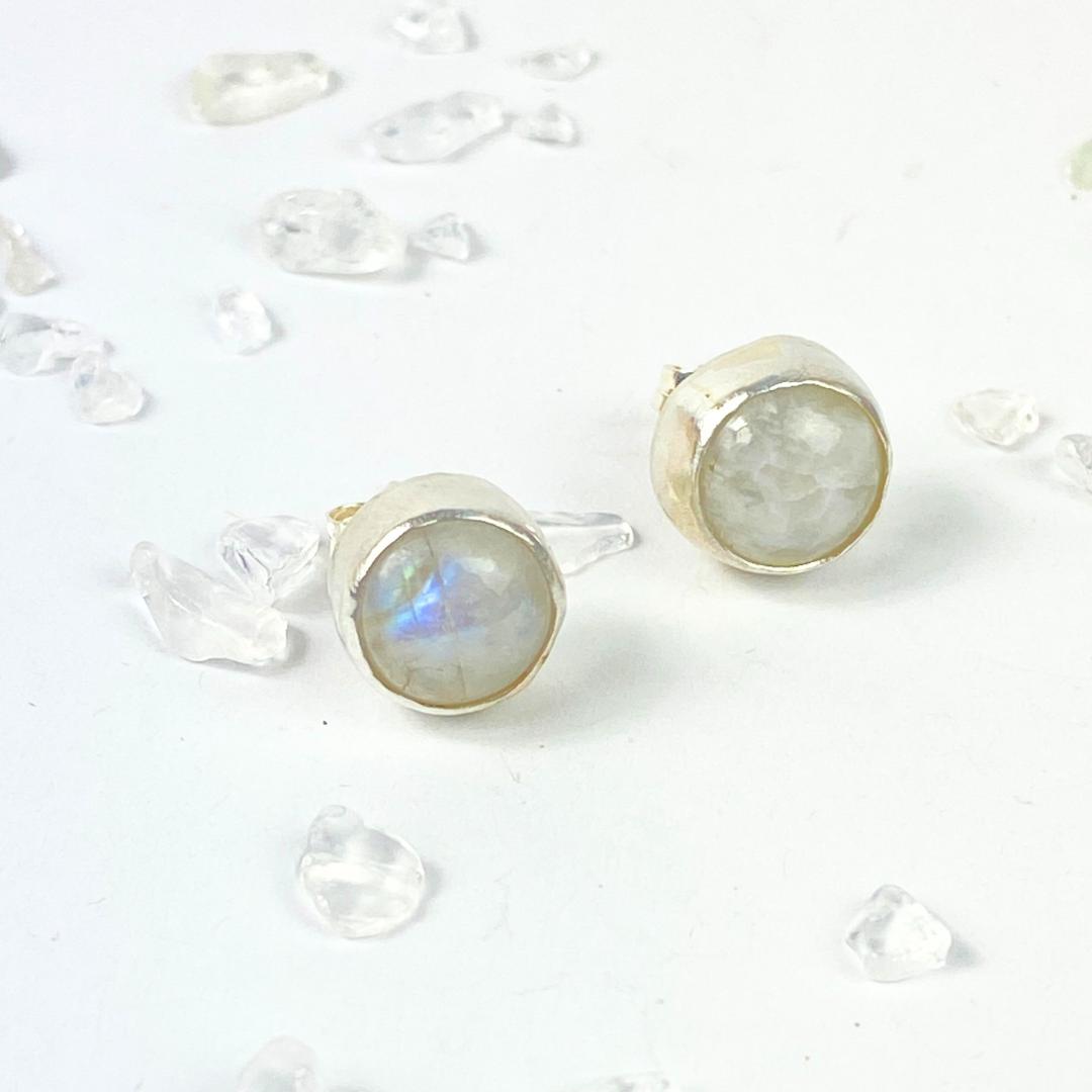 Moonstone Earrings in Sterling Silver - Llandere Jewelry