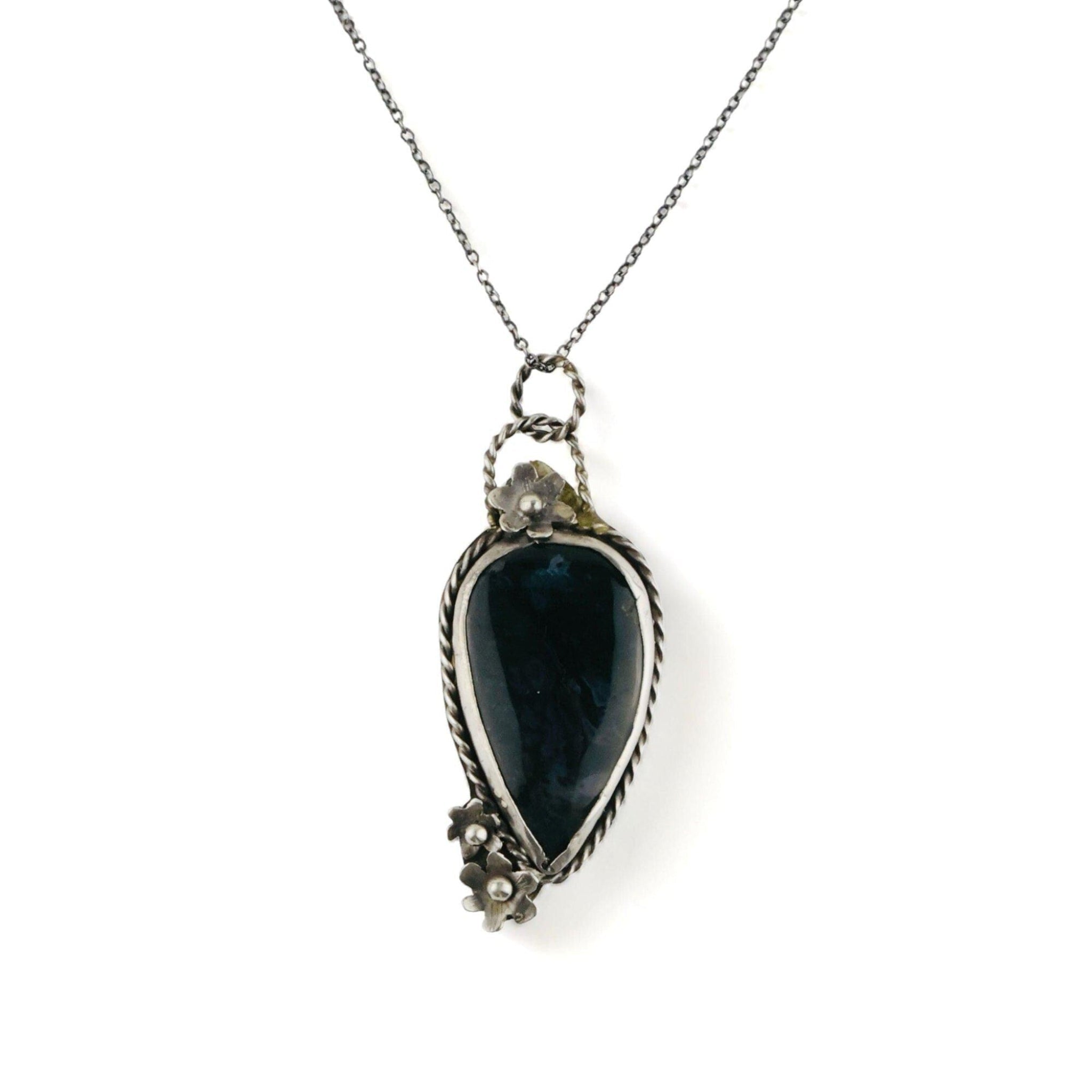 Moss Agate Patina Sterling Silver Pendant Necklace| Handmade | Llandere Jewelry - Llandere Jewelry