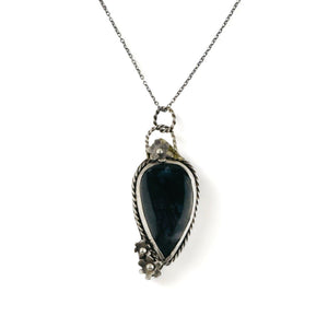 Moss Agate Patina Sterling Silver Pendant Necklace| Handmade | Llandere Jewelry - Llandere Jewelry