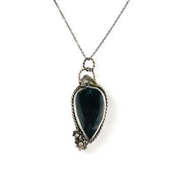 Moss Agate Patina Sterling Silver Pendant Necklace| Handmade | Llandere Jewelry - Llandere Jewelry