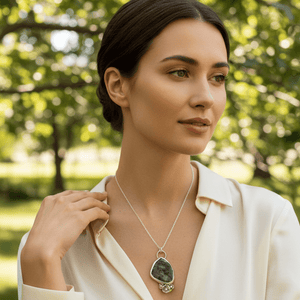 Moss Agate Pendant Necklace - Llandere Jewelry