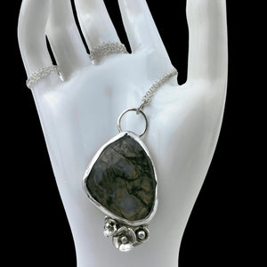 Moss Agate Pendant Necklace| Handmade | Llandere Jewelry - Llandere Jewelry