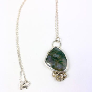 Moss Agate Pendant Necklace| Handmade | Llandere Jewelry - Llandere Jewelry