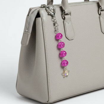 Pink beaded star purse charm - Llandere Jewelry