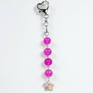 Pink beaded star purse charm - Llandere Jewelry