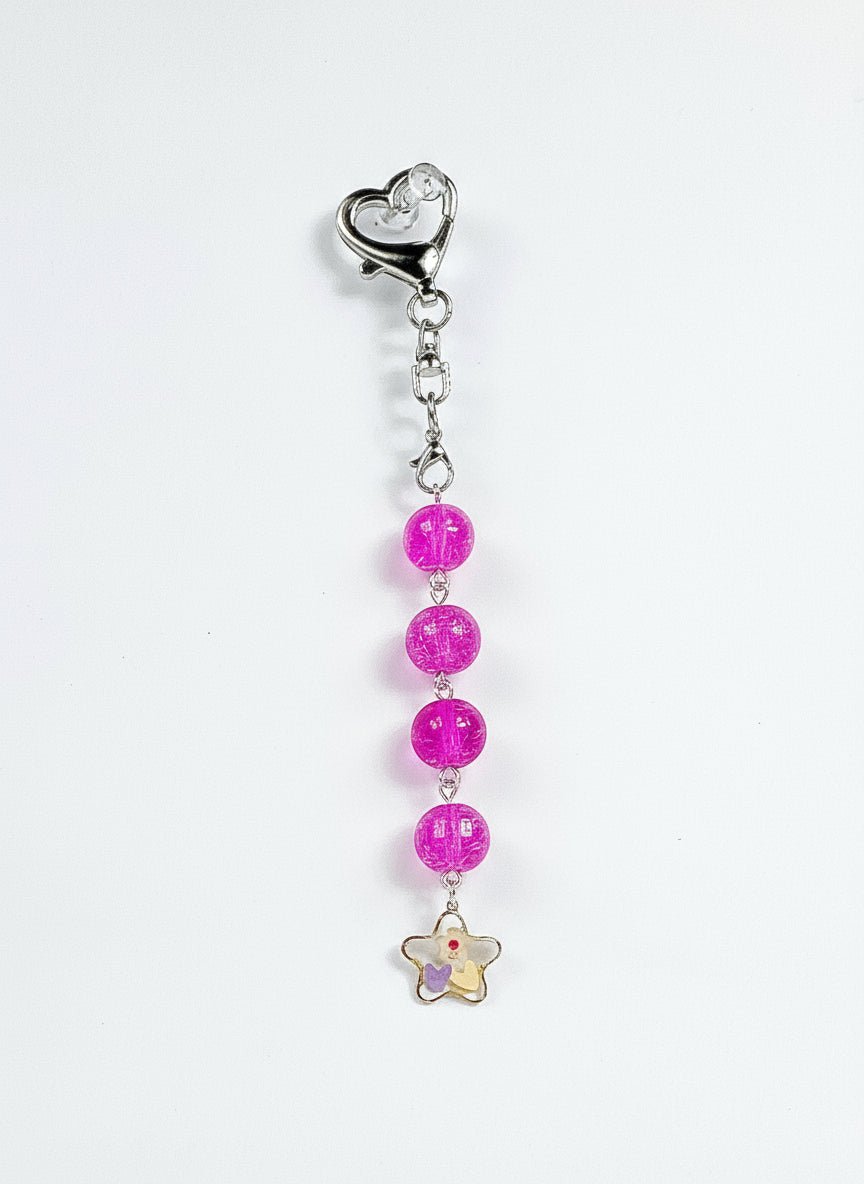 Pink beaded star purse charm - Llandere Jewelry