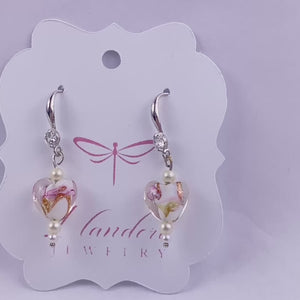 Heart glass blown bead earrings
