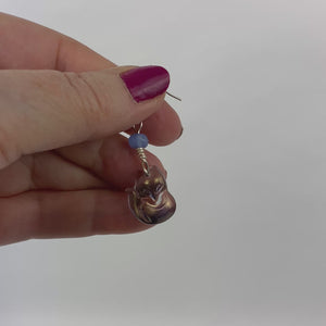 Periwinkle opal bead fox drop earrings