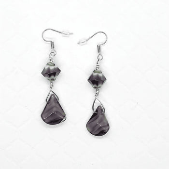 Purple/green polished agate earrings - Llandere Jewelry
