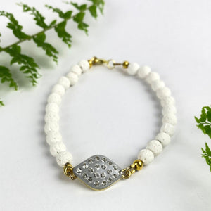 Rhinestone and Volcanic Rock Bracelet - Sparkle & Strength| Handmade| Llandere Jewelry - Llandere Jewelry