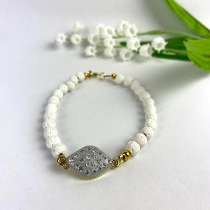Rhinestone and Volcanic Rock Bracelet - Sparkle & Strength| Handmade| Llandere Jewelry - Llandere Jewelry