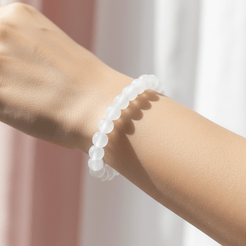 Selenite Beaded Bracelet - Light and Tranquil - Llandere Jewelry