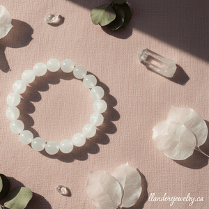 Selenite Beaded Bracelet - Light and Tranquil - Llandere Jewelry