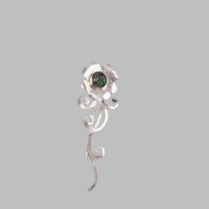 Shamrock Brooch sterling silver with real emerald chips set in resin| handmade| Llandere Jewelry - Llandere Jewelry