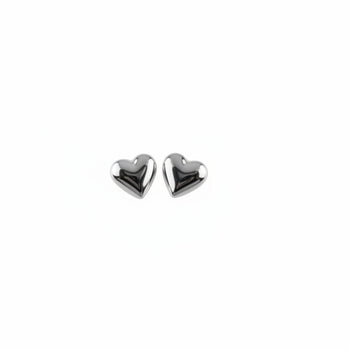 Silver Heart sterling silver dainty stud earrings - Llandere Jewelry