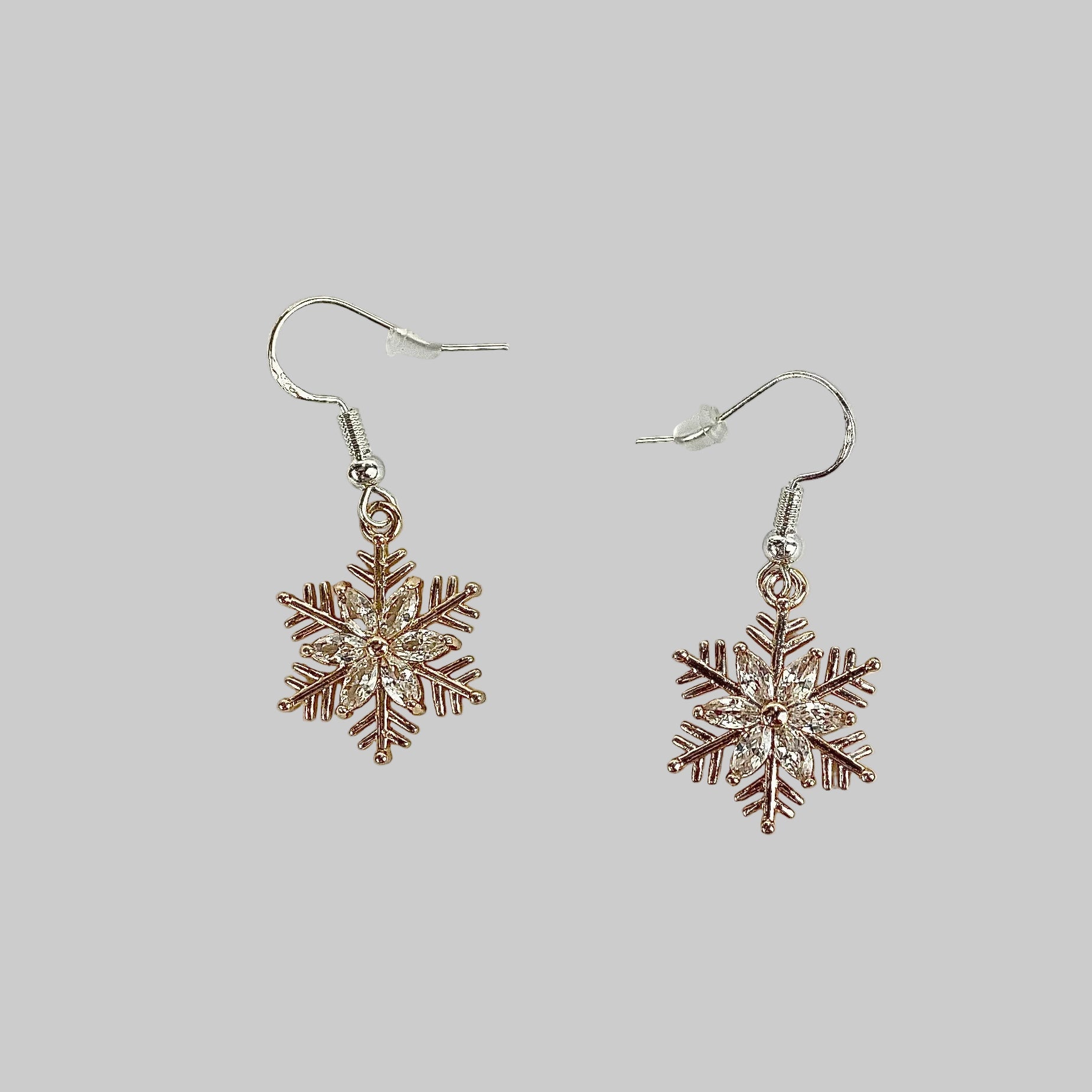 Snowflake Drop Earrings | Cubic Zirconia & 18K Gold Plated - Llandere Jewelry