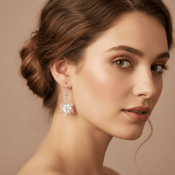 Snowflake Drop Earrings | Cubic Zirconia & 18K Gold Plated - Llandere Jewelry